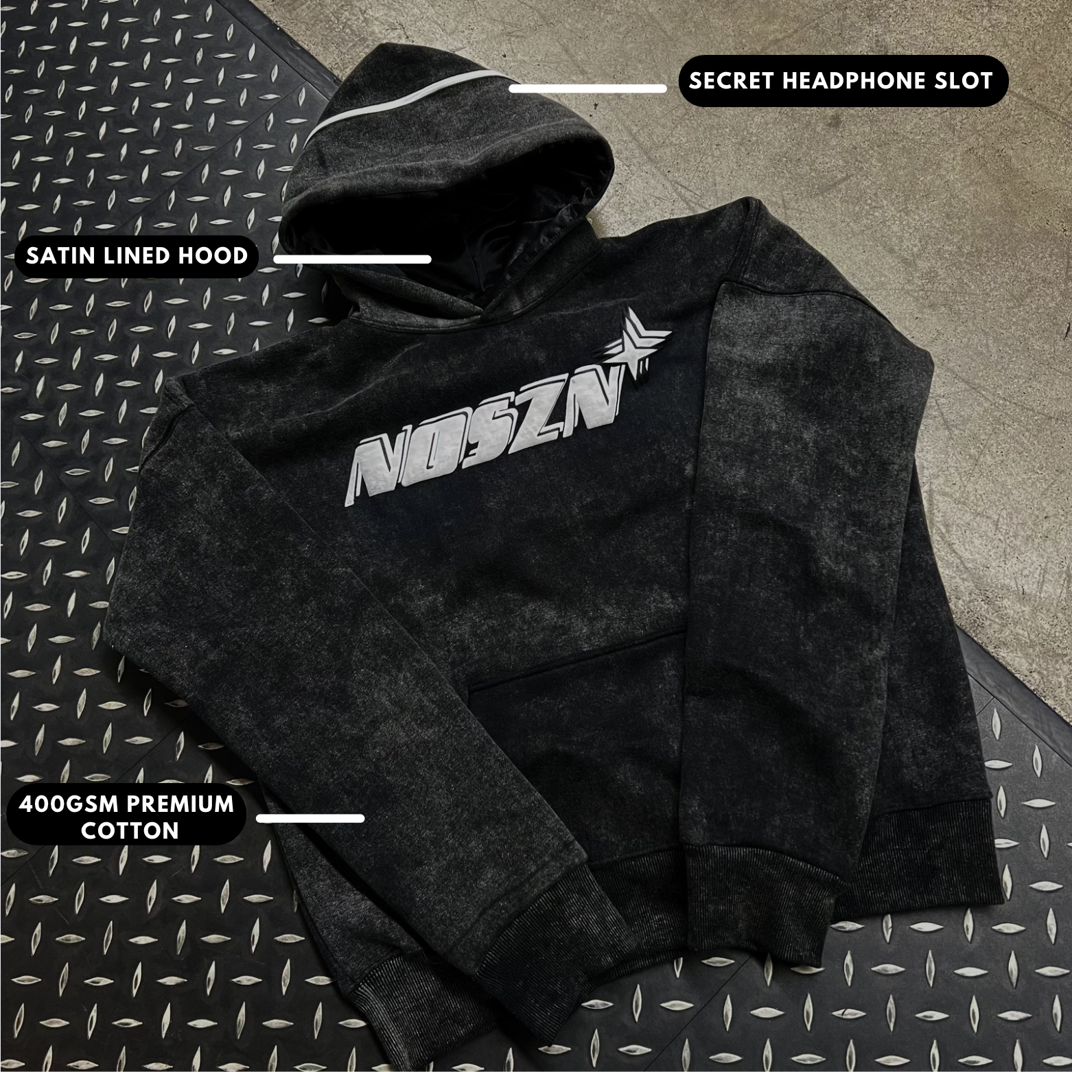 Obsidian Headphone Hoodie + FREE Zipup - NoSzn Wear